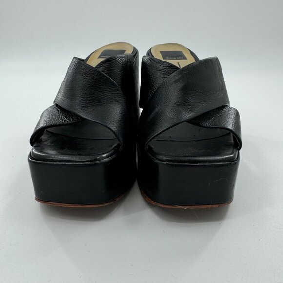Dolce Vita Wonder Black Leather Platform Heeled Sandals Size 7.5 - Picture 6 of 11